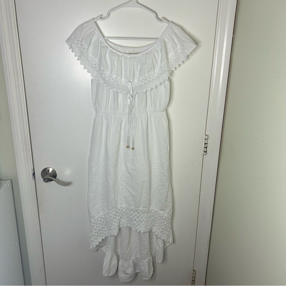 Seaspice | white cotton off the shoulder high-low dress | large NWT